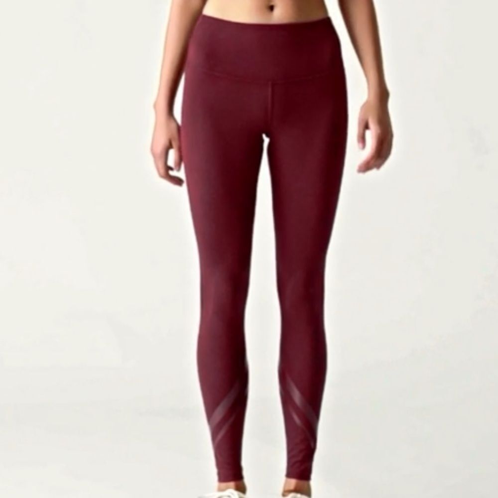 TORY SPORT HIGH Rise Compression Melange Side Pocket Legging Maron S Like New - Picture 4 of 7